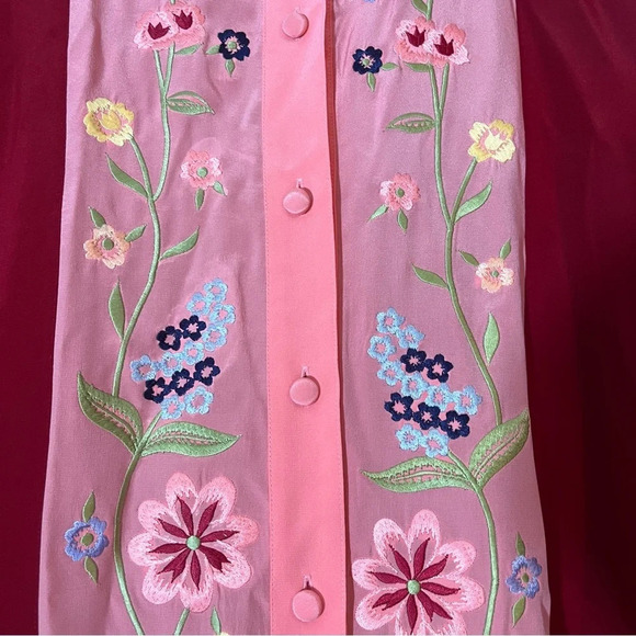 Vintage Diane Von Furstenberg 100% Silk Blouse w/ Floral Embroidery Women's 2X - Picture 7 of 11